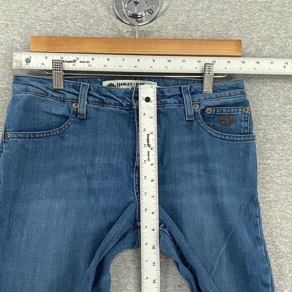 VTG Harley Davidson Jeans Womens 4 Blue Distressed Bootcut Mid Rise Motorcycle - Picture 8 of 13